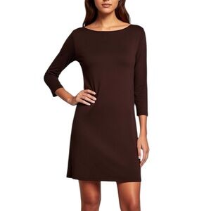 THEORY Chocolate Brown 3/4 Sleeve T-Shirt Dress